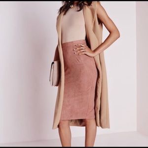 Pink faux suede pencil skirt, size small